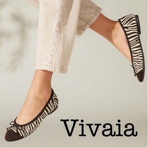 New Vivaia Tiana Chocolate Zebra Bow Knit Flats Size 41